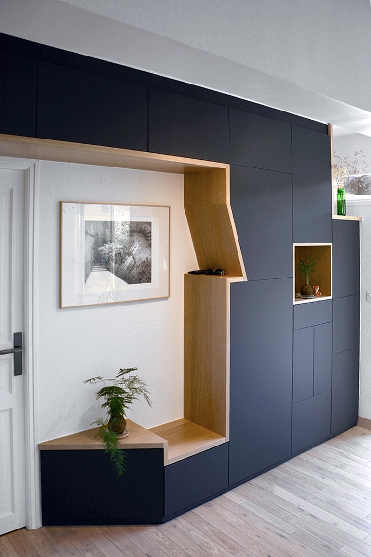 Dressings et agencement intérieur en chêne réalisé par Authentik'Bois à Castries